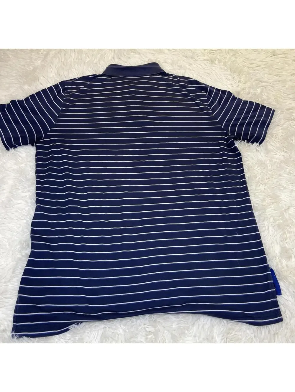 Polo Golf Ralph Lauren Men’s Shirt Sz L Blue Striped S/S Cotton Polyester Blend